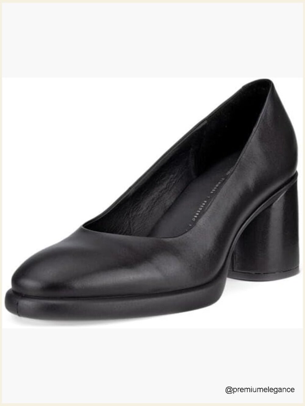 ECCO Leather Block Heel Pumps - Round Toe Pull-On Comfort Shoes